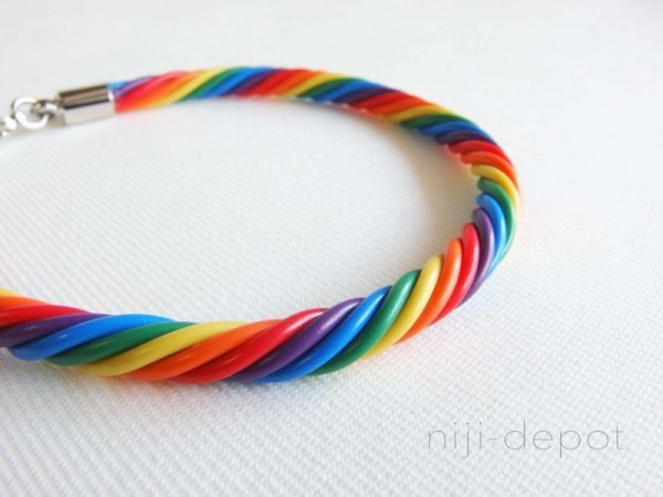 画像3: ツイストワイヤーブレス（レインボー） (3)