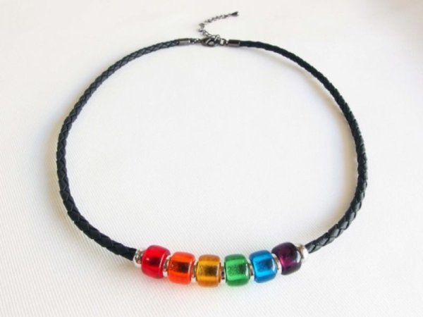 画像3: プレスト・グラスビーズネックレス（ブラック） (3)