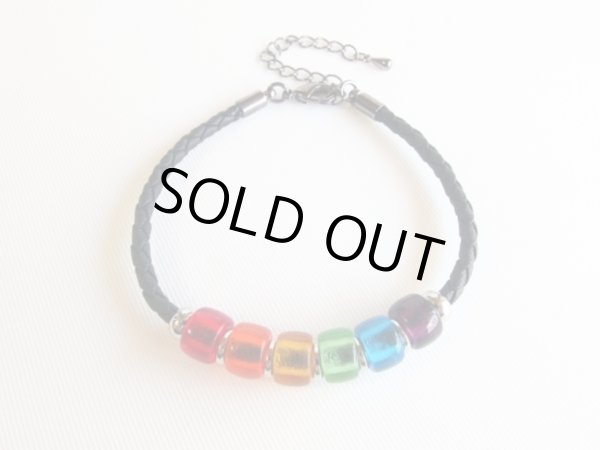 画像2: プレスト・グラスビーズブレスレット（ブラック） (2)