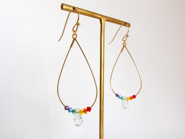 画像2: スワロフスキー・しずくピアス/イヤリング（ゴールド） (2)