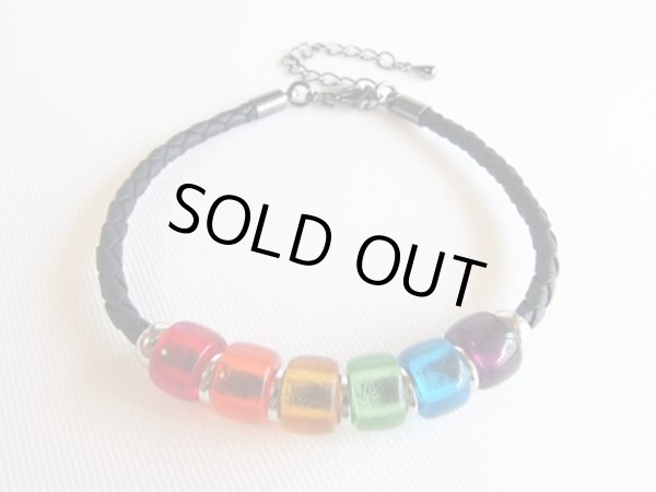 画像3: プレスト・グラスビーズブレスレット（ブラック） (3)