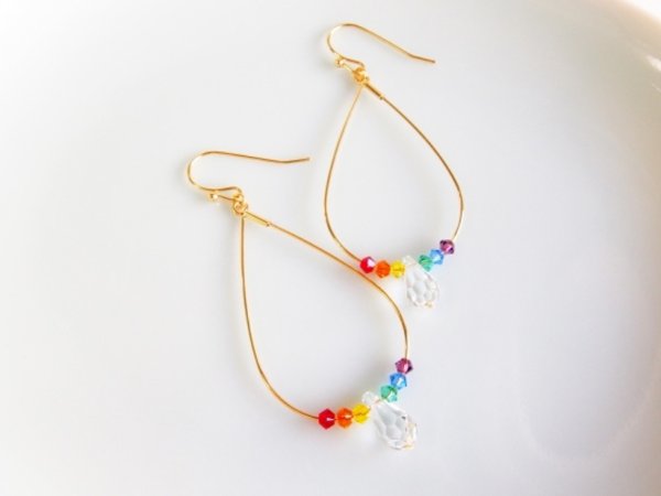 画像3: スワロフスキー・しずくピアス/イヤリング（ゴールド） (3)