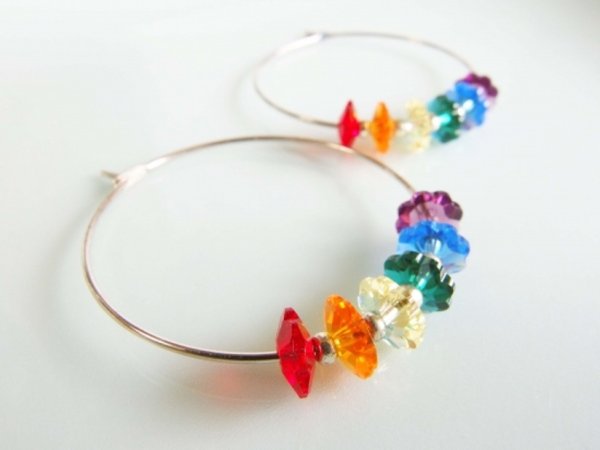 画像3: スワロフスキー・フラワーフープピアス(シルバー) (3)