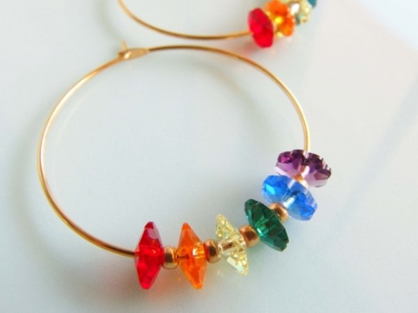 画像2: スワロフスキー・フラワーフープピアス(ゴールド) (2)