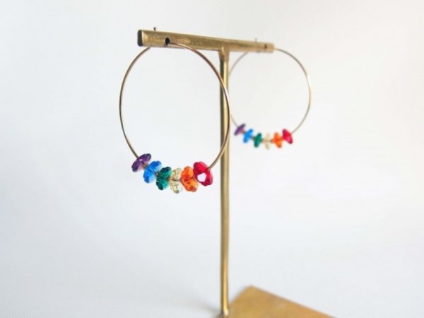 画像3: スワロフスキー・フラワーフープピアス(ゴールド) (3)