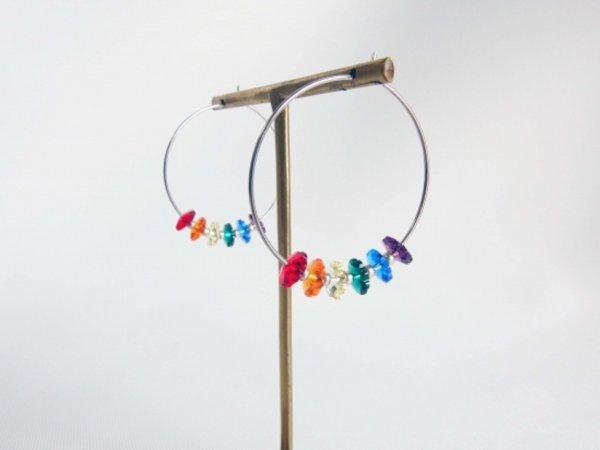 画像2: スワロフスキー・フラワーフープピアス(シルバー) (2)